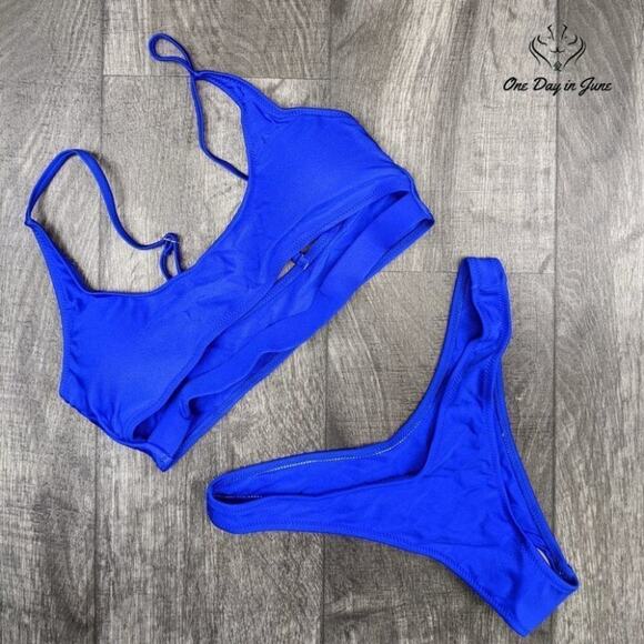 Fafofa Scoop Neck High Cut Bikini Swimsuit Size L - Picture 3 of 4